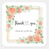 Blush Pink Floral Wedding Square Sticker (Vorderseite)