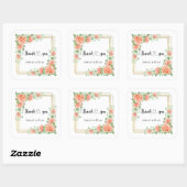 Blush Pink Floral Wedding Square Sticker (Blatt)
