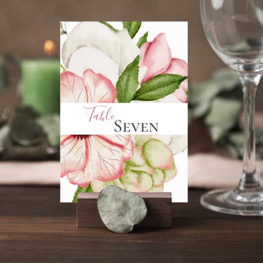 Blush Pink Floral Wedding Table Number Card Tischnummer