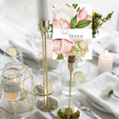 Blush Pink Floral Wedding Table Number Card Tischnummer