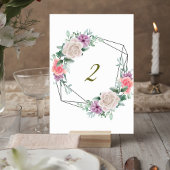 Blush Pink Floral Wedding Table Number Card Tischnummer