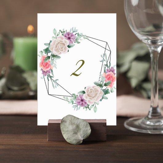 Blush Pink Floral Wedding Table Number Card Tischnummer