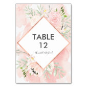 Blush Pink Floral Wedding Tischkarten Tischnummer (Rückseite)