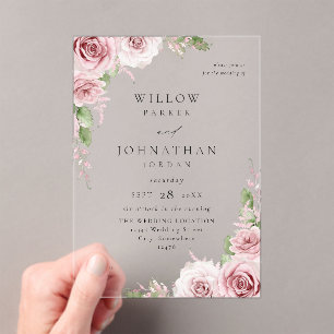 Blush Pink Floral Wedding V2 Acryleinladungen