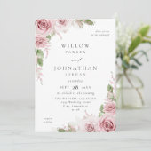 Blush Pink Floral Wedding V2 Einladung (Stehend Vorderseite)