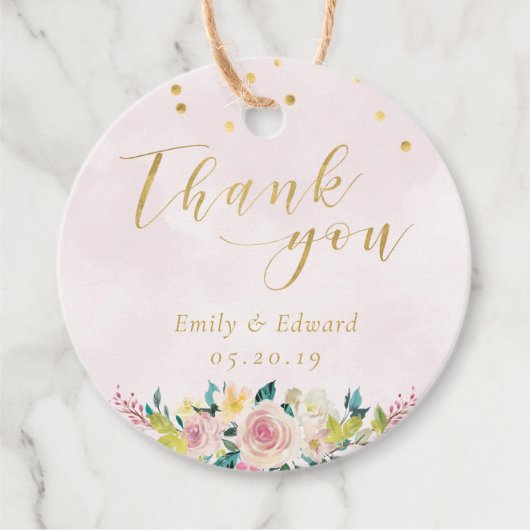 Blush Pink Floral Wedding Vielen Dank für Ihre Run Geschenkanhänger (Vorderseite)