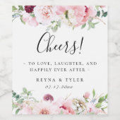 Blush Pink Floral Wedding Weinetikett (Einzelnes Label)