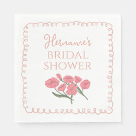 Blush Pink Floral Whimsical Bridal Shower Serviette