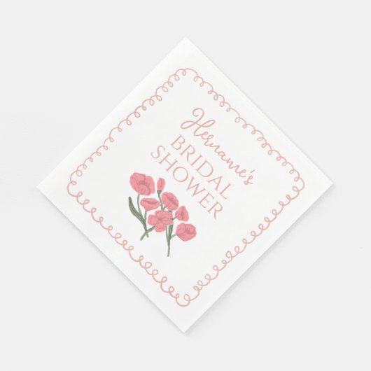 Blush Pink Floral Whimsical Bridal Shower Serviette (Ecke)