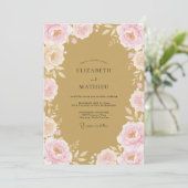 Blush Pink Floral Whimsical Wedding Einladung (Stehend Vorderseite)