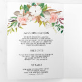 Blush Pink Floral White Magnolia Cotton Wedding Dreifach Gefaltete Einladung (Innen Erste Seite)