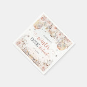 Blush Pink Floral Winter Onederland Girl Geburtsta Serviette (Ecke)