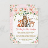 Blush Pink Floral Woodland Tiere Bücher für Baby Begleitkarte (Vorne/Hinten)