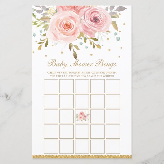 Blush Pink Floral Wünsche für Baby Dusche Aktivitä (Vorderseite)