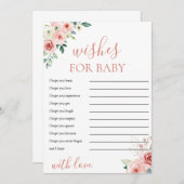 Blush Pink Floral Wünsche für Babyduschkarte Einladung (Vorne/Hinten)
