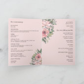 Blush Pink Florals Church Folded Wedding Program Karte (Innenseite)