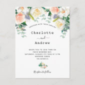 Blush pink florals eacalyptus sage green wedding postkarte (Vorderseite)