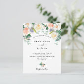 Blush pink florals eacalyptus sage green wedding postkarte (Stehend Vorderseite)