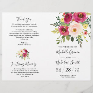 Blush Pink Florals, faltbare Hochzeitskarte