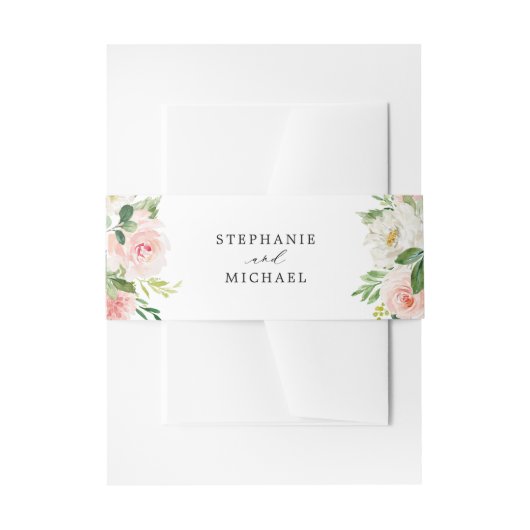 Blush Pink Florals Moderne botanische Hochzeit Einladungsbanderole (Vorderseite Beispiel)