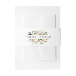 Blush Pink Florals Moderne botanische Hochzeit Einladungsbanderole