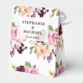 Blush Pink Florals Moderne botanische Hochzeit Geschenkschachtel (Rückseite)