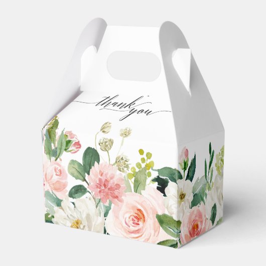 Blush Pink Florals Moderne botanische Hochzeit Geschenkschachtel (Vorderseite)