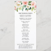 Blush Pink Florals Moderne botanische Hochzeit Programm (Rückseite)