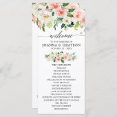 Blush Pink Florals Moderne botanische Hochzeit Programm (Vorne/Hinten)