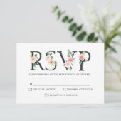 Blush Pink Florals Moderne botanische Hochzeit RSVP Karte (Stehend Vorderseite)