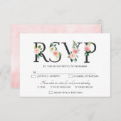 Blush Pink Florals Moderne botanische Hochzeit RSVP Karte (Vorne/Hinten)