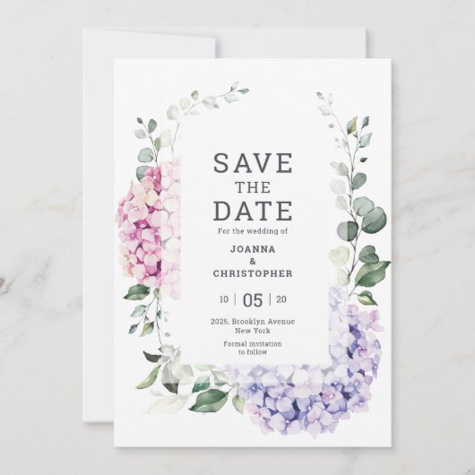 Blush Pink Florals Moderne botanische Hochzeit Save The Date (Vorderseite)