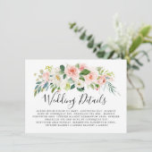 Blush Pink Florals Moderne botanische Hochzeitsdet Begleitkarte (Stehend Vorderseite)
