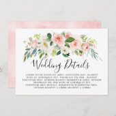 Blush Pink Florals Moderne botanische Hochzeitsdet Begleitkarte (Vorne/Hinten)