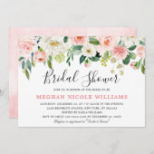 Blush Pink Florals Modernes botanisches Brautparty Einladung (Vorne/Hinten)