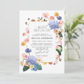 Blush Pink Florals Modernes botanisches Brautparty Einladung (Stehend Vorderseite)