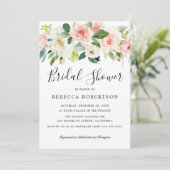 Blush Pink Florals Modernes botanisches Brautparty Einladung (Stehend Vorderseite)