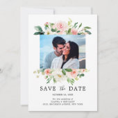 Blush Pink Florals Modernes botanisches Hochzeitsf Save The Date (Vorderseite)