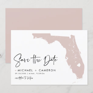 Blush Pink Florida Karte Modernes Minimalistisches