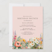 Blush Pink Flower Garden | Girly Birthday Brunch Einladung (Vorderseite)
