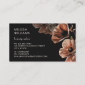 Blush Pink Flowers Black Visitenkarte (Rückseite)