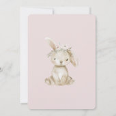 Blush Pink Flowers Bunny Birthday Einladung (Rückseite)