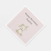 Blush Pink Flowers Bunny Birthday Serviette (Ecke)