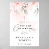 Blush Pink Flowers, First Holy Communion Welcome Poster (Vorne)