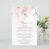 Blush Pink Flowers, Greenery, Boho, Baptism Menu (Stehend Vorderseite)