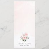 Blush Pink Flowers, Greenery, Boho, Baptism Menu Menükarte (Rückseite)