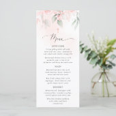 Blush Pink Flowers, Greenery, Boho, Baptism Menu Menükarte (Stehend Vorderseite)