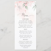 Blush Pink Flowers, Greenery, Boho, Baptism Menu Menükarte (Vorderseite)