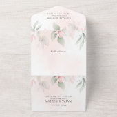 Blush Pink Flowers, Greenery, Boho, Floral Baptism All In One Einladung (Außenbereich)