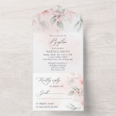 Blush Pink Flowers, Greenery, Boho, Floral Baptism All In One Einladung (Innen Boden)